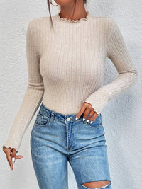 Beige Geribde Body Suit voor Dames - Liora