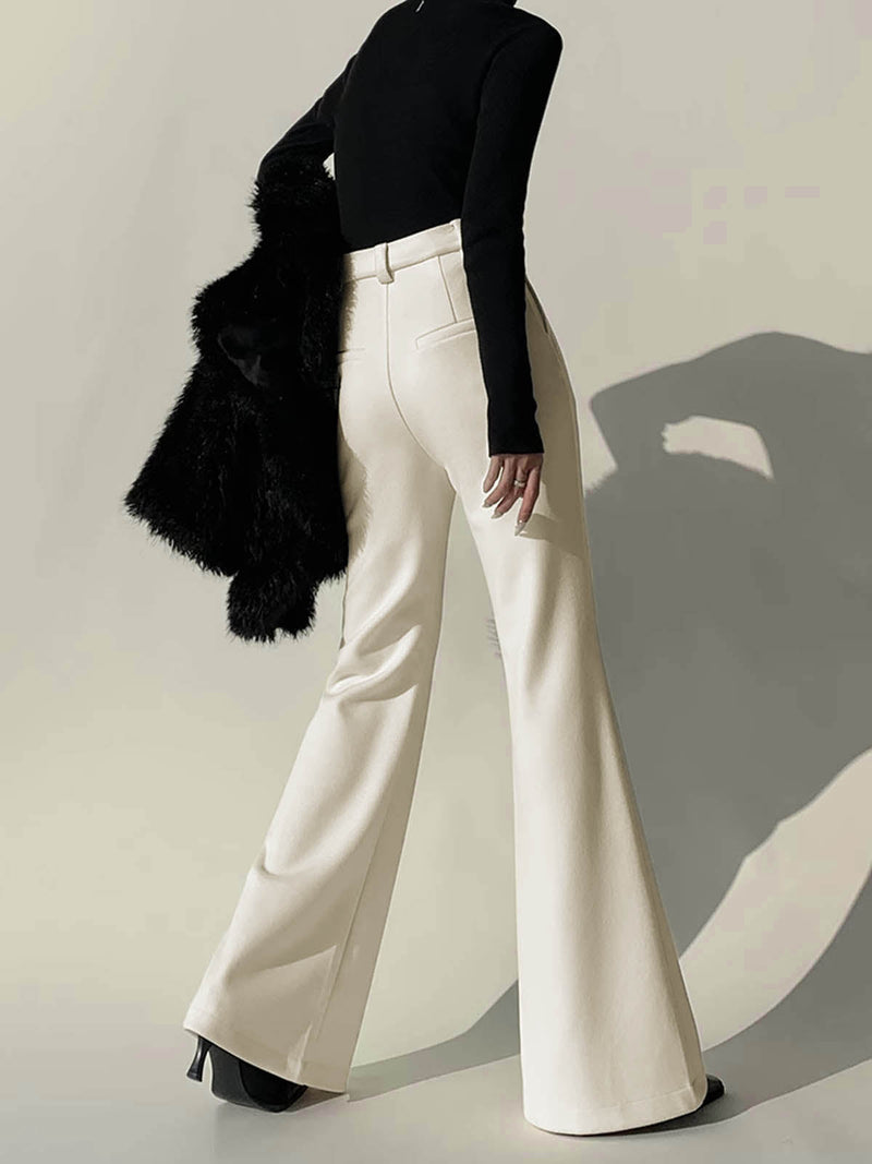 Witte High-Waist Broek met Wijde Pijpen voor Dames - Amara