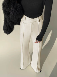 Witte High-Waist Broek met Wijde Pijpen voor Dames - Amara