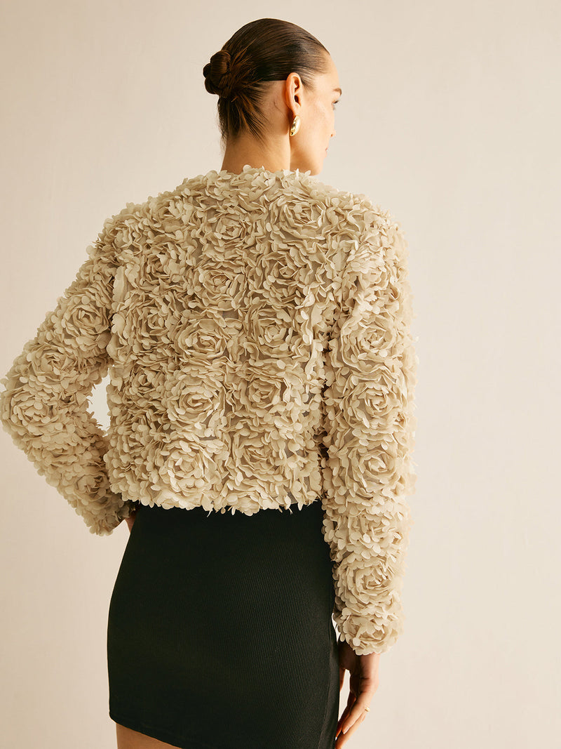 Beige Crew Neck Blazer voor Dames - Olivia