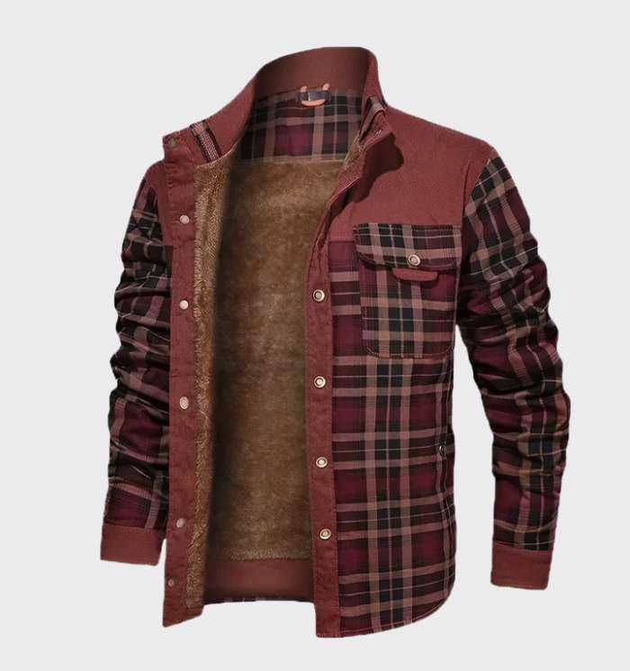 Gevoerde flanellen heren jas met fleece – FlanelStijl