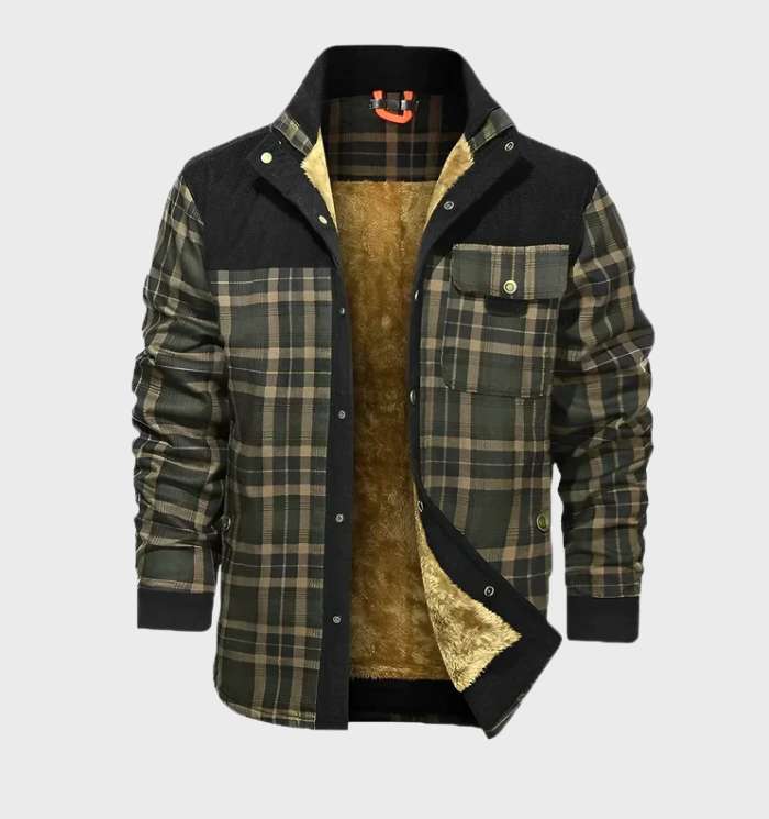 Gevoerde flanellen heren jas met fleece – FlanelStijl