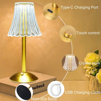 Draadloze Tafellamp met Kristaldecor en Dimbare Verlichting - GlamLight