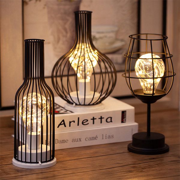 Battery Operated Wireframe Table Lamp - Wyndel