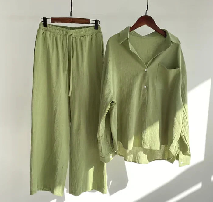 Luchtige tweedelige zomeroutfit van linnen – Geneve