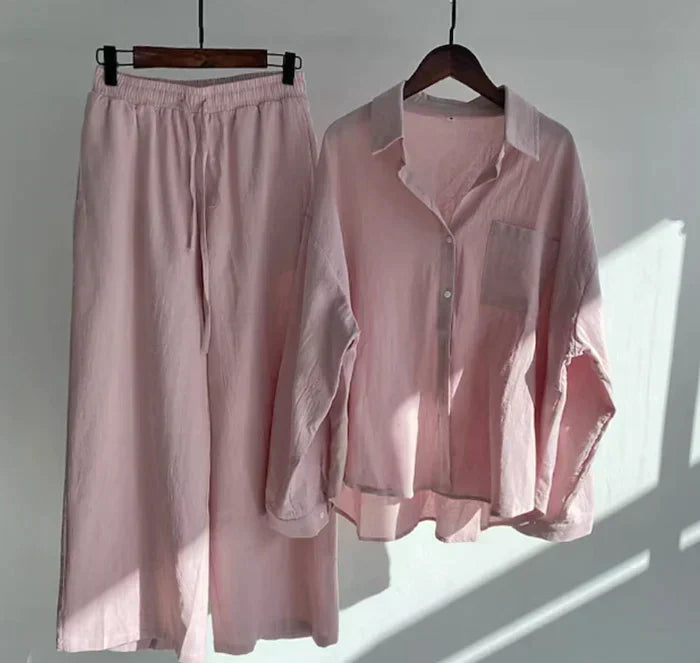 Luchtige tweedelige zomeroutfit van linnen – Geneve