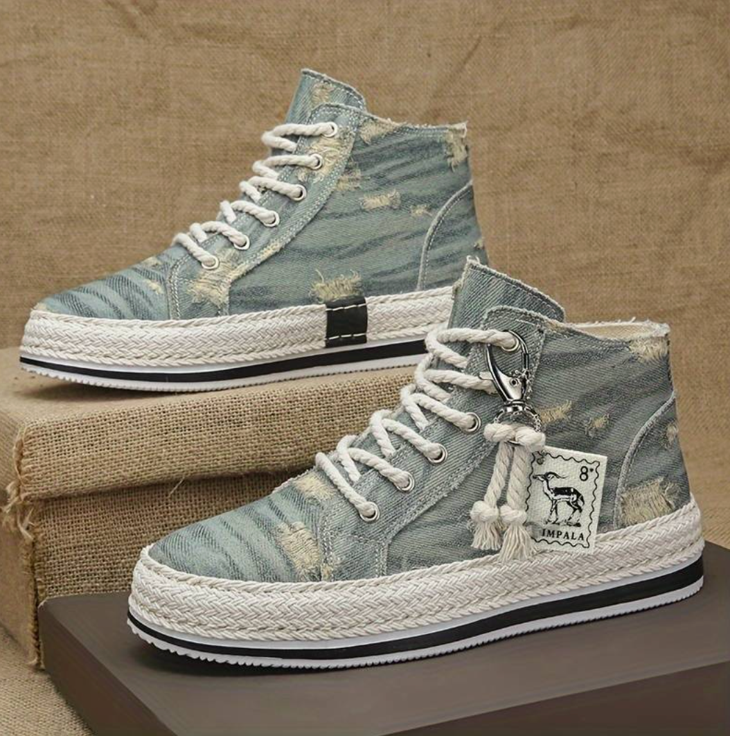Men's High-Top Denim Sneaker with Grip Sole & Ankle Support – Jarek