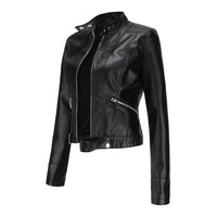 Stylish women's leather jacket in classic design - Marlene