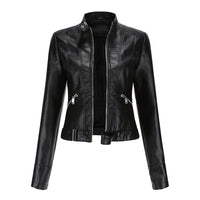 Stylish women's leather jacket in classic design - Marlene