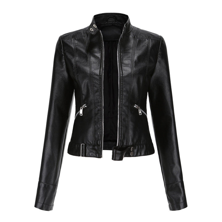 Stylish women's leather jacket in classic design - Marlene