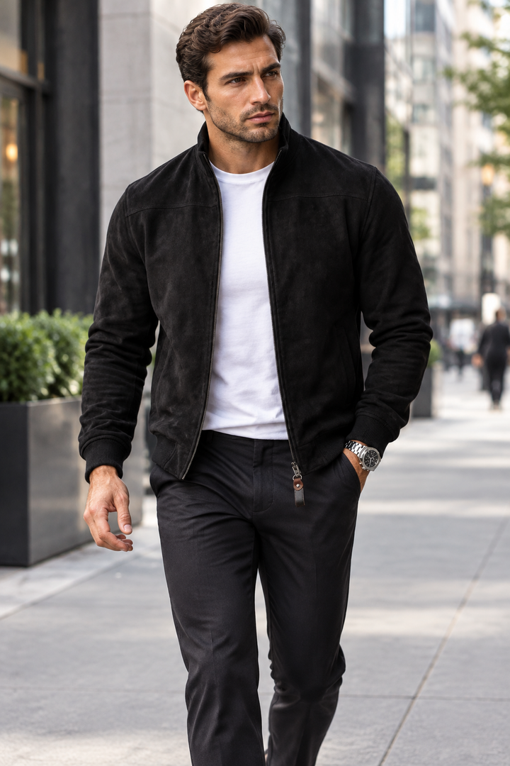 Suede bomber jacket for men – casual men's jacket
