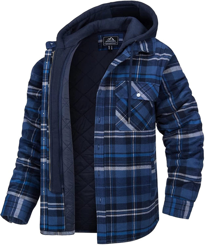 Plaid Men's Vest with Hood and Warm Lining - Ethan