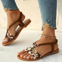 Boho Beaded Slip-On Summer Sandals – Amira