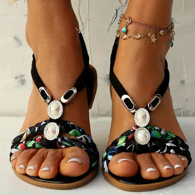 Boho Beaded Slip-On Summer Sandals – Amira