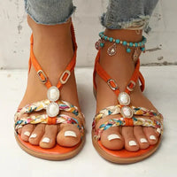 Boho Beaded Slip-On Summer Sandals – Amira