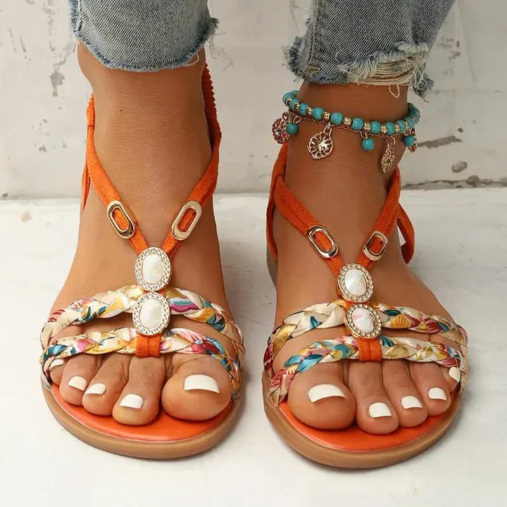 Boho Beaded Slip-On Summer Sandals – Amira