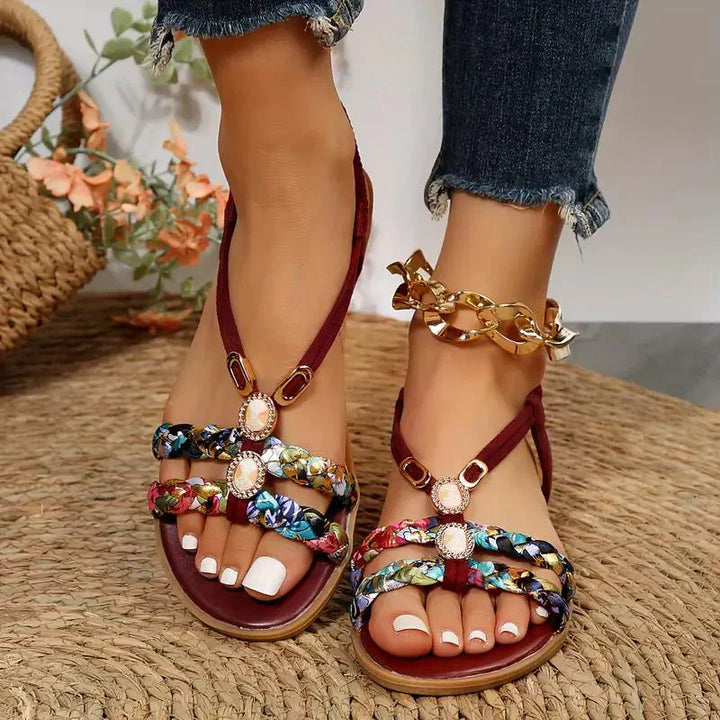 Boho Beaded Slip-On Summer Sandals – Amira