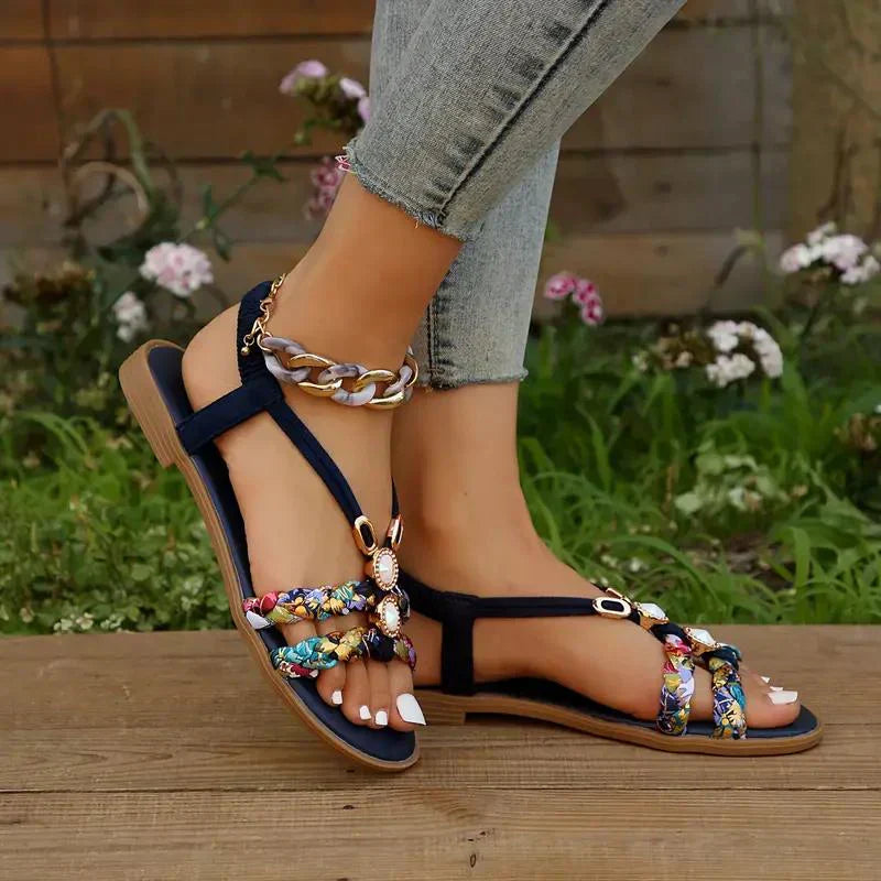 Boho Beaded Slip-On Summer Sandals – Amira
