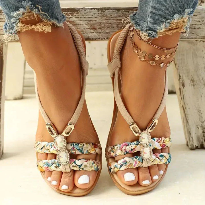 Boho Beaded Slip-On Summer Sandals – Amira