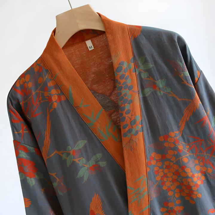 Botanical Print Summer Dressing Gown - Kimova