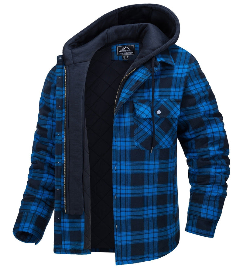 Plaid Men's Vest with Hood and Warm Lining - Ethan
