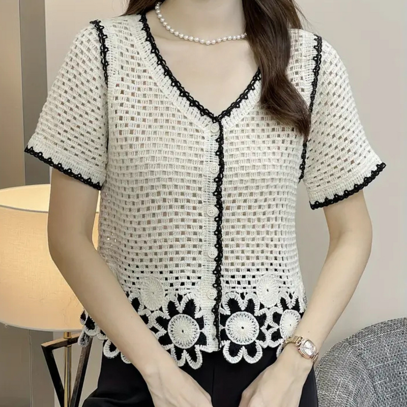 Trendy Openwork Blouse for Women - Livia