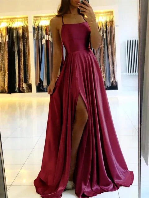 Flowing Maxi Dress with Side Slit - Sophie