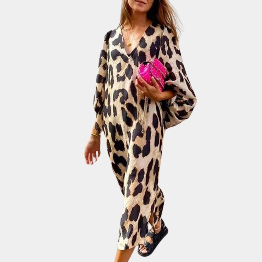 Loose-Fit Leopard Print Dress - Selena