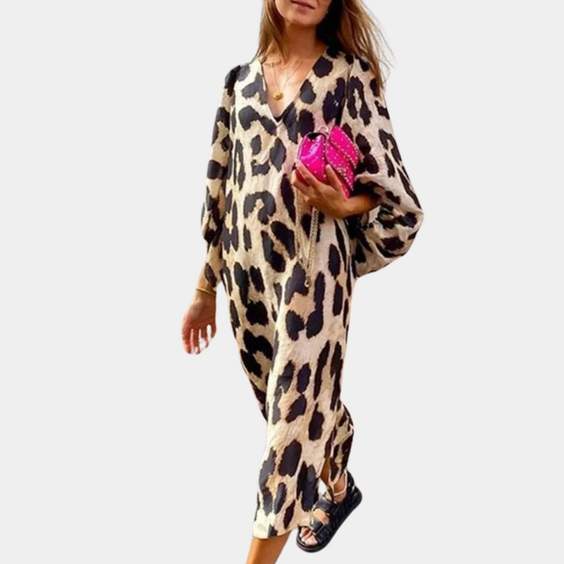 Loose-Fit Leopard Print Dress - Selena