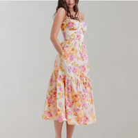 Floral Flared Midi Dress – Mireille