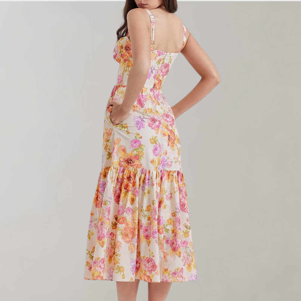 Floral Flared Midi Dress – Mireille