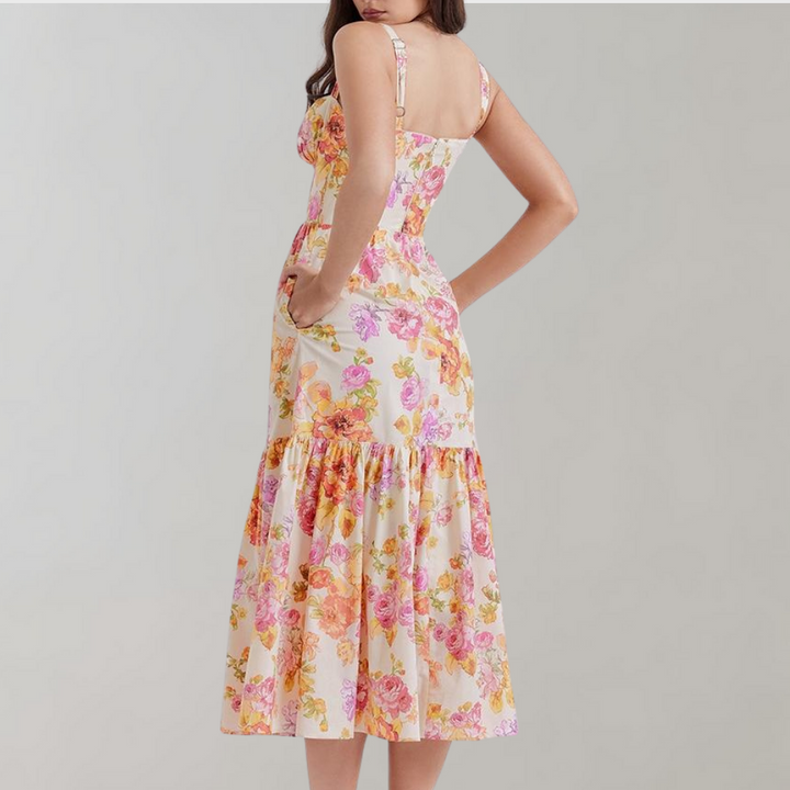 Floral Flared Midi Dress – Mireille