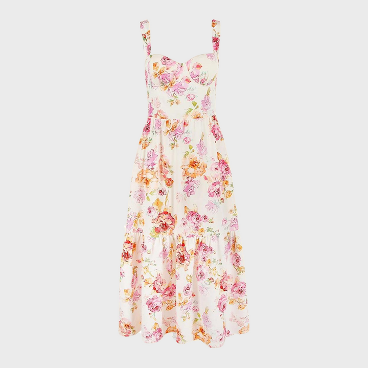 Floral Flared Midi Dress – Mireille
