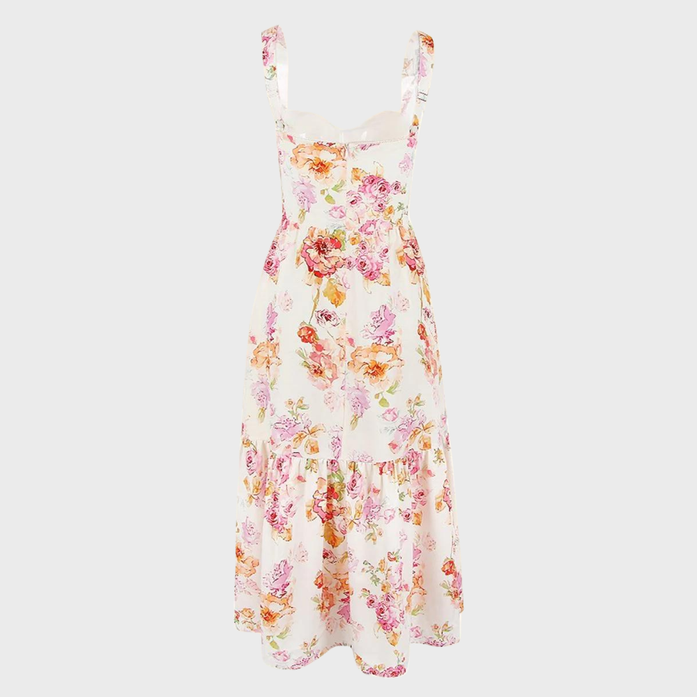 Floral Flared Midi Dress – Mireille