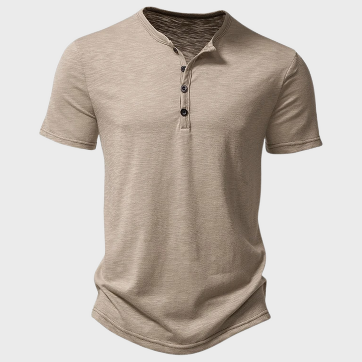 Casual Men's T-Shirt with Henley Collar - Cody