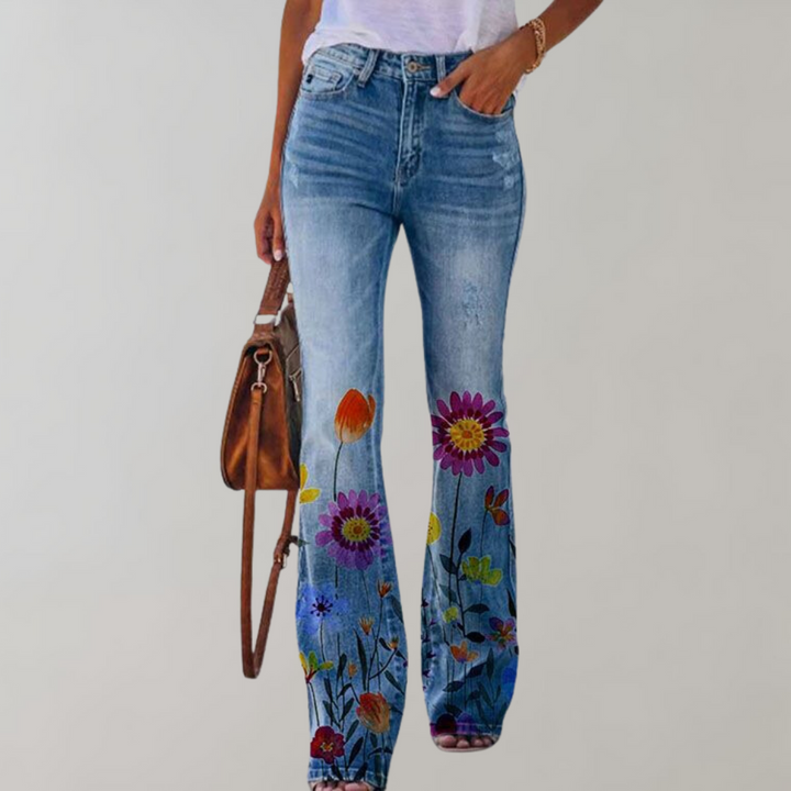 Flared Jeans met Knopen - Rosa