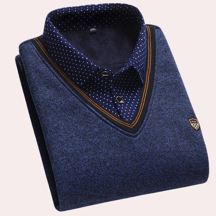 Sweater with Shirt Collar for Men - Victor