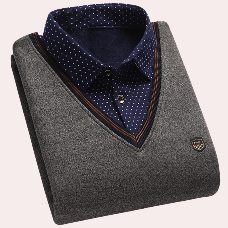 Sweater with Shirt Collar for Men - Victor