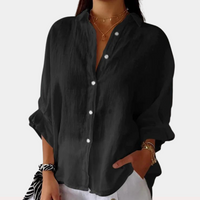 Linen Women's Blouse with Long Sleeves and Button Closure – Ysolde