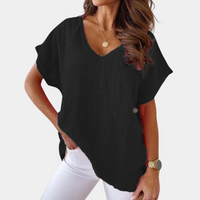 Airy V-neck linen blouse with loose fit – Mailin