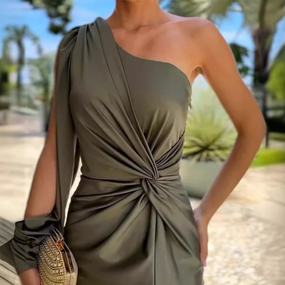 Trendy One-Shoulder Evening Dress - Luna