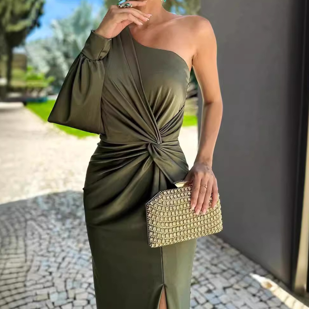 Trendy One-Shoulder Evening Dress - Luna