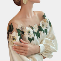 Floral Beige Women's Blouse with Loose Fit – Elvira