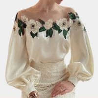 Floral Beige Women's Blouse with Loose Fit – Elvira
