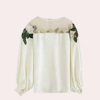 Floral Beige Women's Blouse with Loose Fit – Elvira