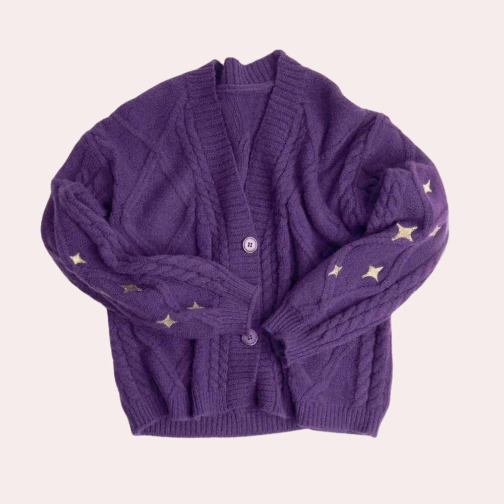 Knitted Women's Cardigan with Strawberry Details – Poppy