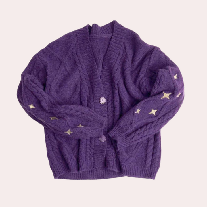 Knitted Women's Cardigan with Strawberry Details – Poppy