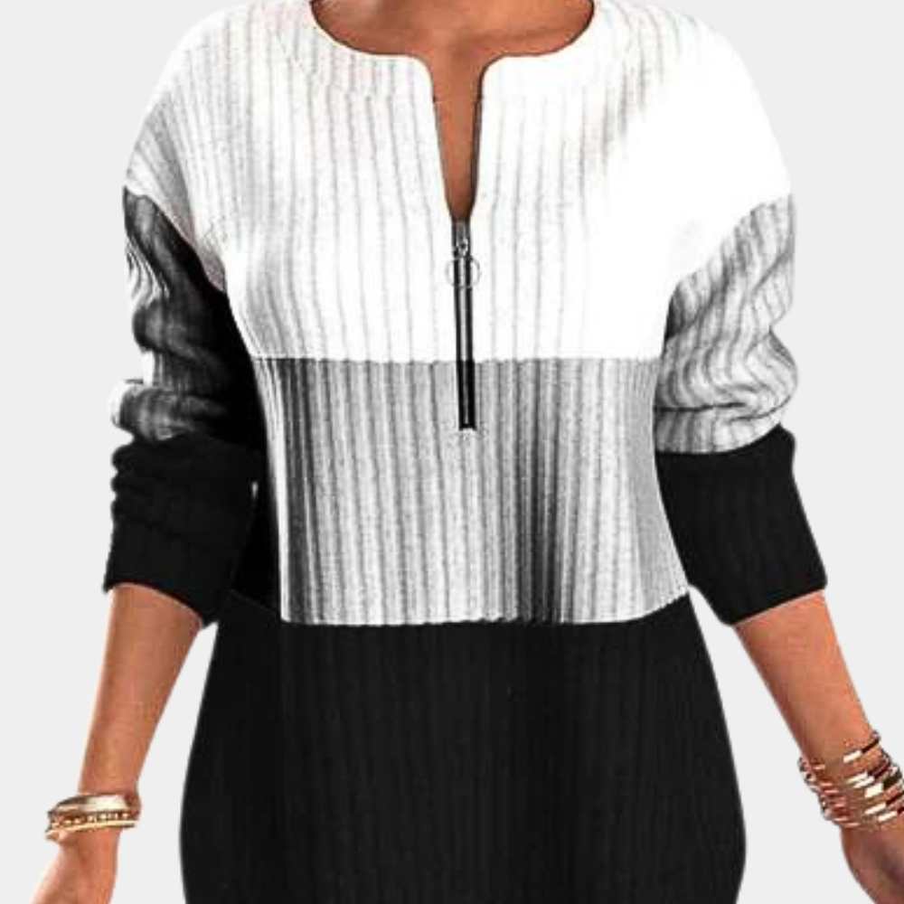 Warm Women's Sweater with Zipper - Lina