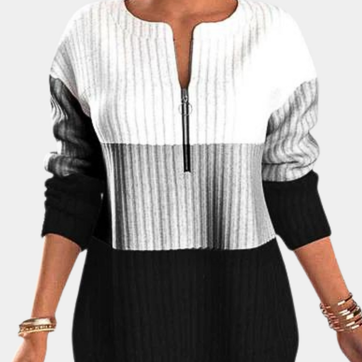 Warm Women's Sweater with Zipper - Lina