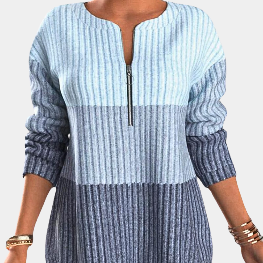 Warm Women's Sweater with Zipper - Lina